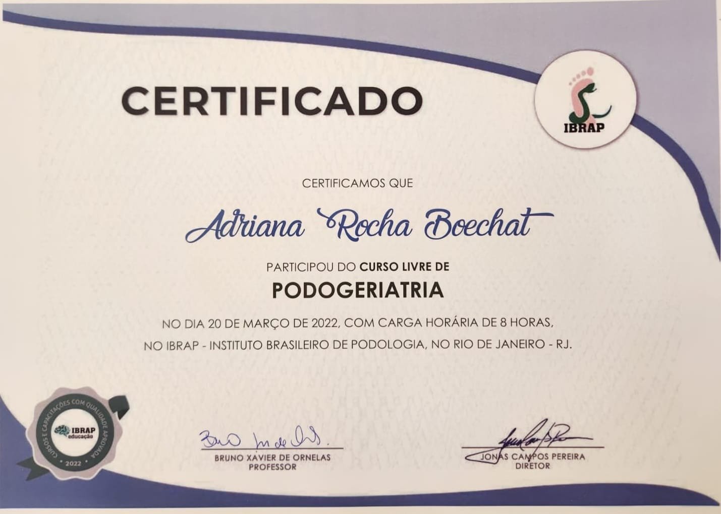 Certificado Podogeriatria — IBRAP